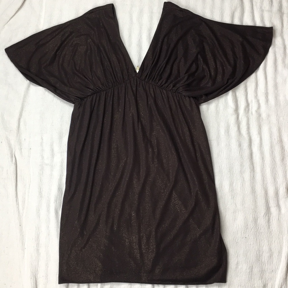 Laundry By design Brown Gold Exposed Zip Dress